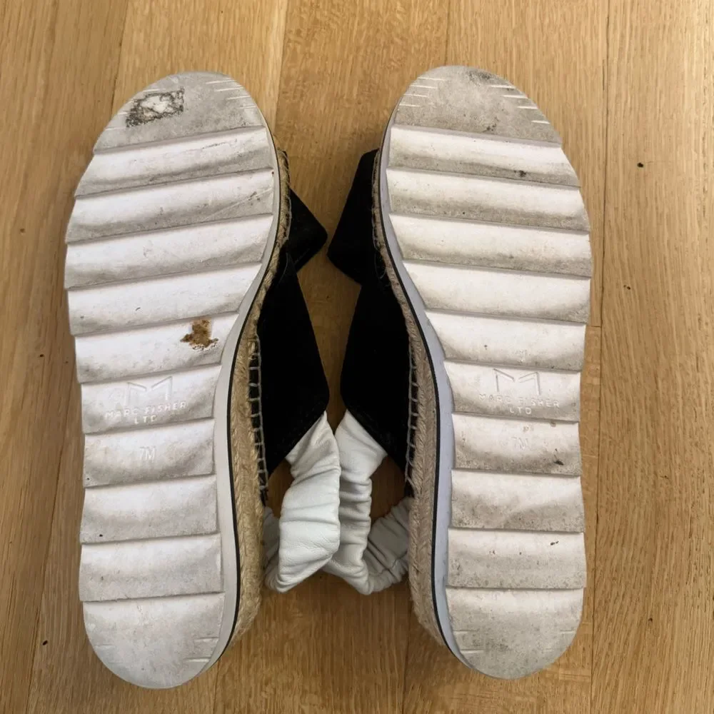 Marc Fisher Black and White Espadrille Sandals